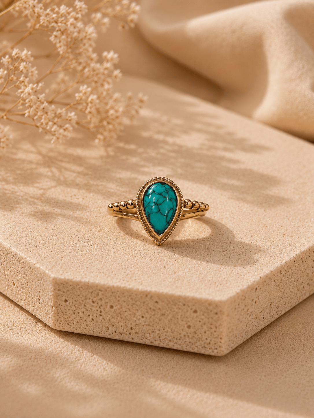 Naarya Jewels Turquoise / 12 Goldstone Pear cut Ring