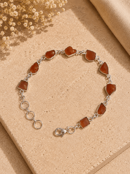 Naarya Jewels Orange Chalcedony Scarlet Silver velvet Bracelet