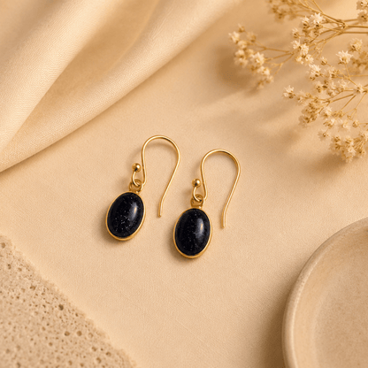 Naarya Jewels Blue goldstone Red carnelian Oval Drop Earrings