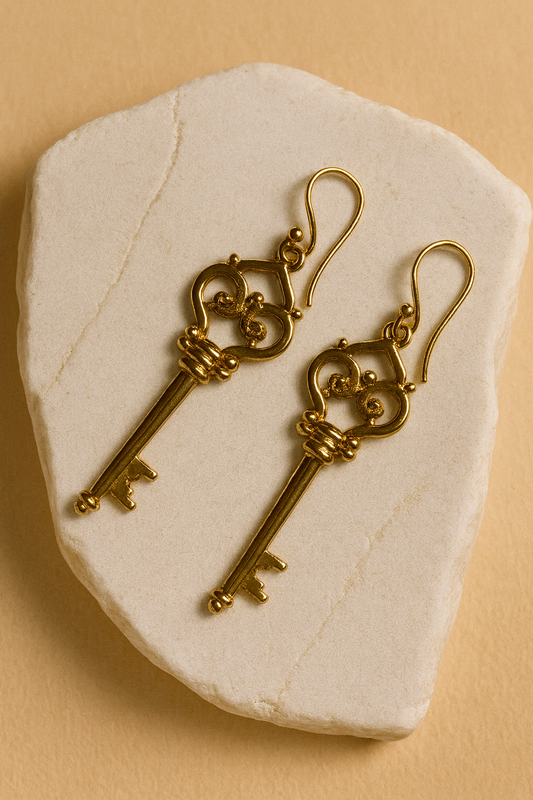 Vintage Key Charm Earrings