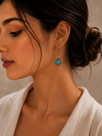 Naarya Jewels Earrings Turquoise Lapis Lazuli Tribal Drop Earrings