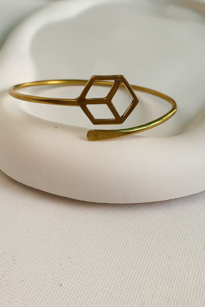 Geometric Cube Cuff (Anti Tarnish)