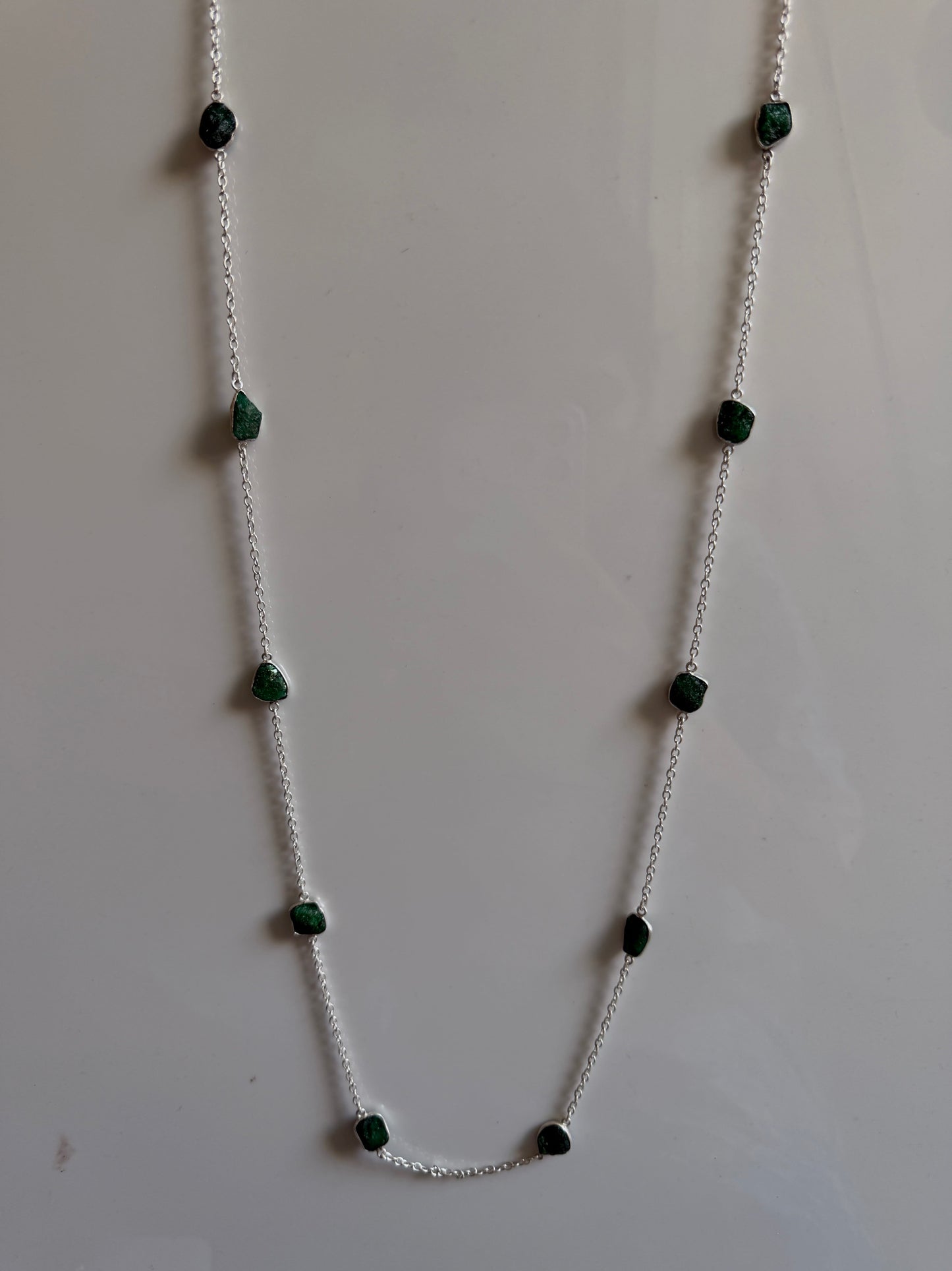 Naarya Jewels Silver / Green jade Gems Silver / Gold Trail Necklace (single /Multi color)