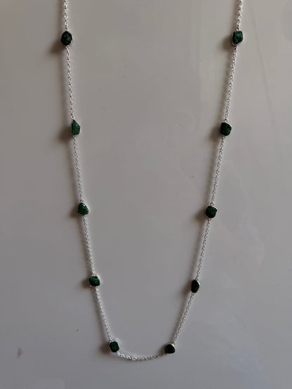 Naarya Jewels Silver / Green jade Gems Silver / Gold Trail Necklace (single /Multi color)
