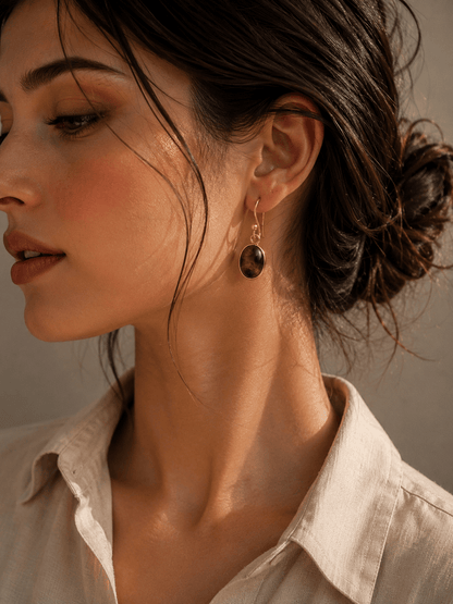Naarya Jewels Tiger’s eye Turquoise Oval Drop Earrings