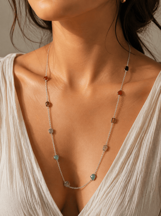 Naarya Jewels Silver gems trail Necklace