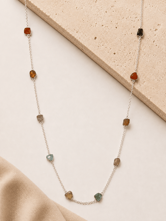 Naarya Jewels Silver gems trail Necklace