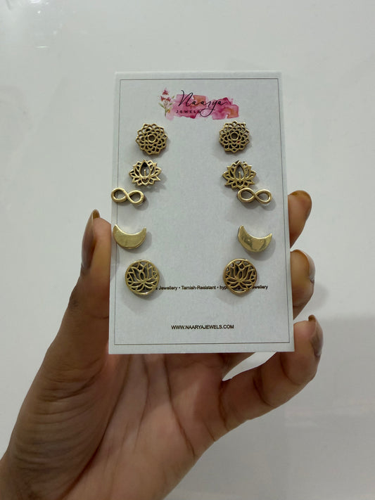 Anata Lotus Brass stud Set ( Anti Tarnish)
