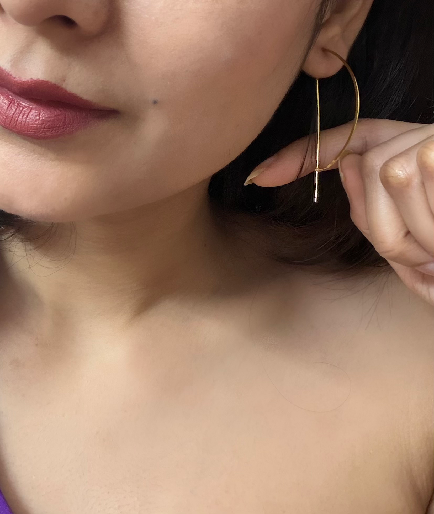 Naarya Jewels Sculptural Arc Wire Handcrafted Hoops (Anti Tarnish)