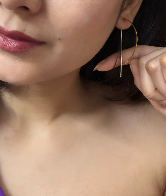 Naarya Jewels Sculptural Arc Wire Handcrafted Hoops (Anti Tarnish)