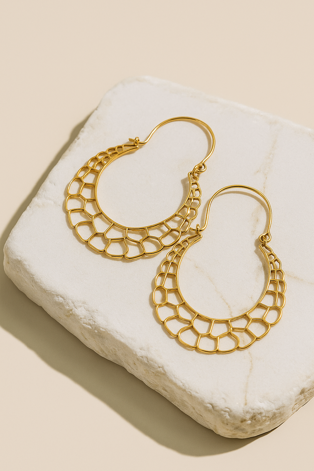 Golden Web Brass Earrings (Anti Tarnish)