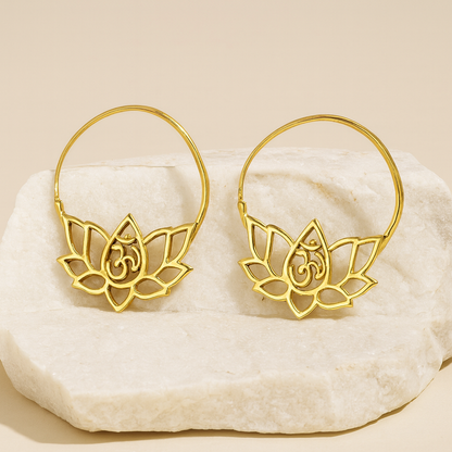 Lotus with Om symbol Earrings