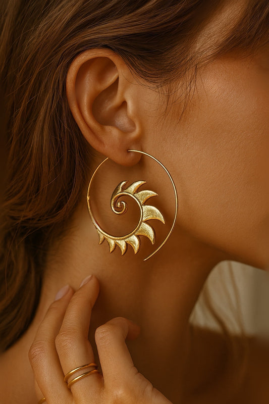 Sacred Spiral Brass Earring (Anti Tarnish )