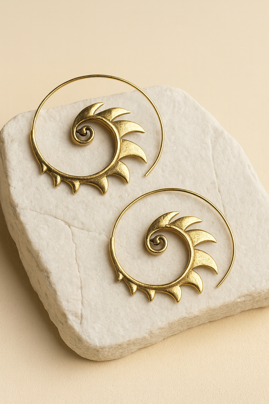 Sacred Spiral Brass Earring (Anti Tarnish )