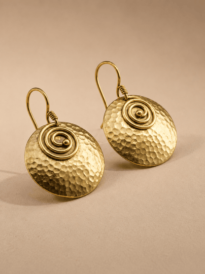 Naarya Jewels Ancient Scroll Hammered Earrings
(Anti Tarnish)