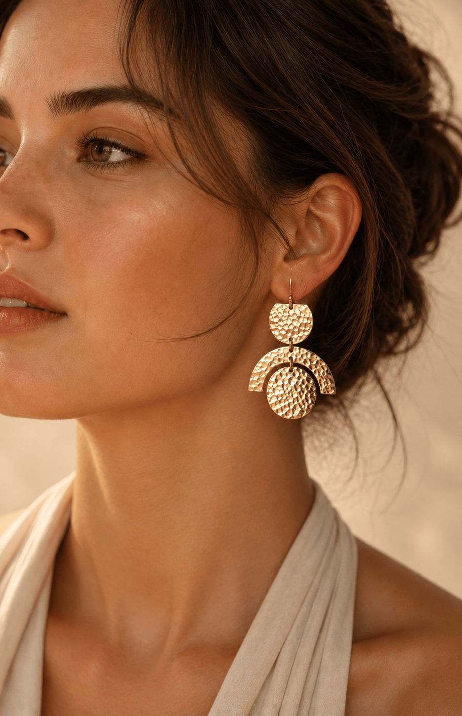 Naarya Jewels Aurelle Hammered Drop Earrings (Anti Tarnish)