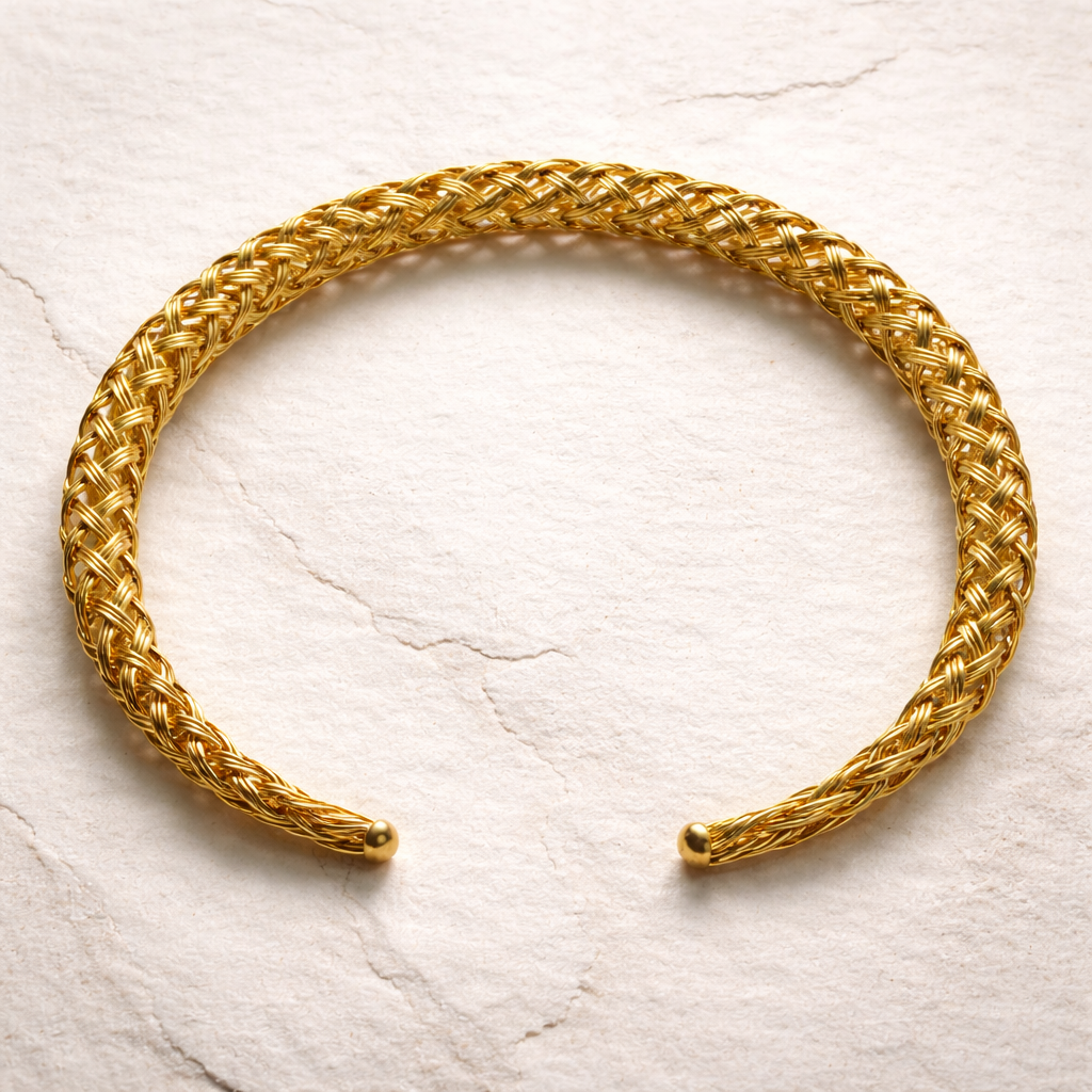 Braided Gold Brass Necklace (Anti Tarnish)