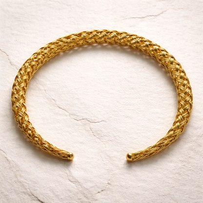 Braided Gold Brass Necklace (Anti Tarnish)