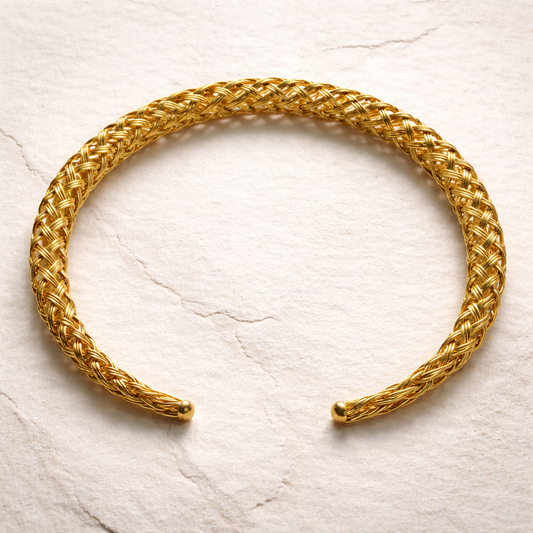 Braided Gold Brass Necklace (Anti Tarnish)