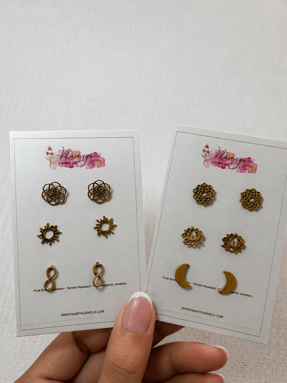 Naarya Jewels Anata Lotus Brass stud Set ( Anti Tarnish)