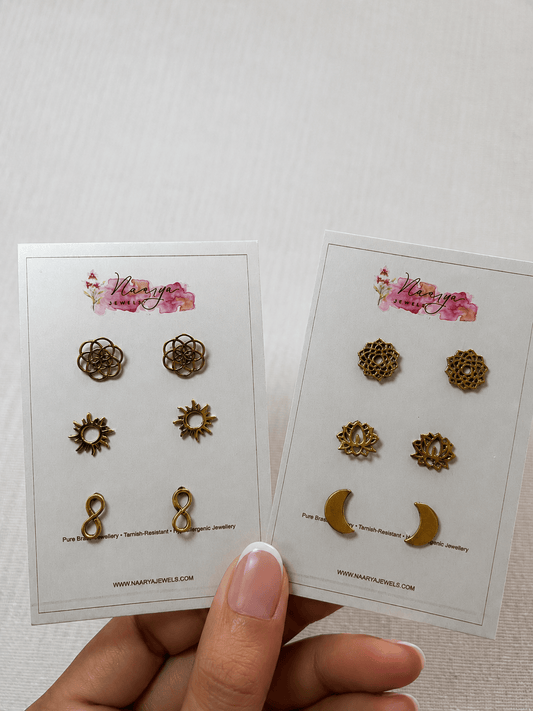 Naarya Jewels Anata Lotus Brass stud Set ( Anti Tarnish)