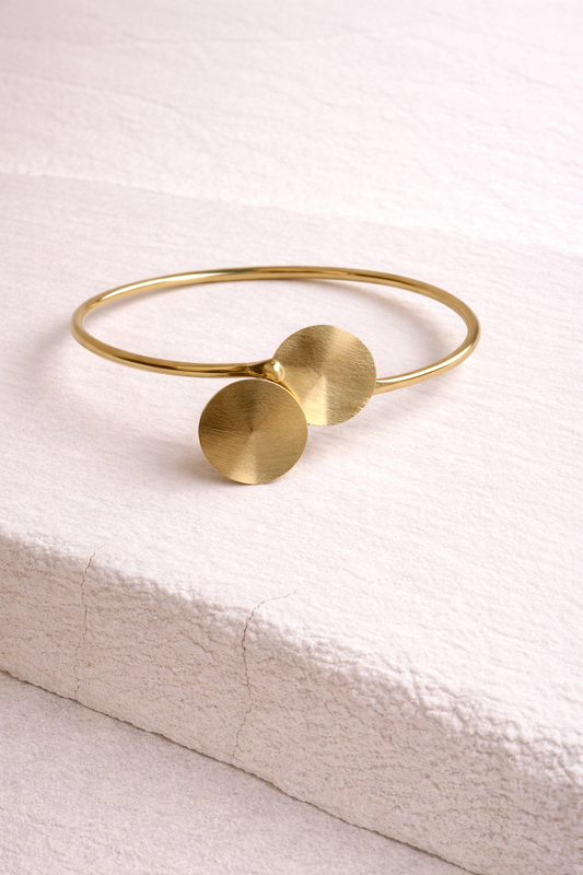 Dual Disc Gold Bangle (Anti Tarnish)