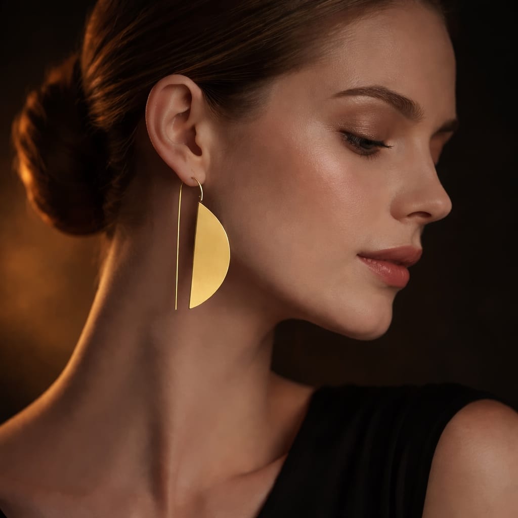 Naarya Jewels Lunar Arc Earrings (Anti Tarnish)
