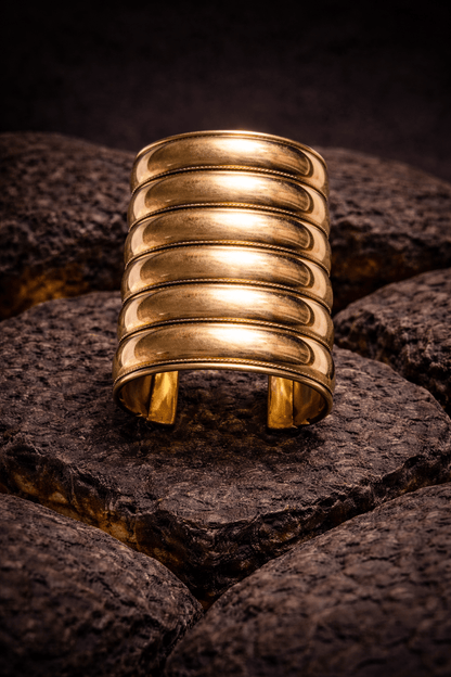 Naarya Jewels Statement Stacked Row Brass Bangle (Anti Tarnish)