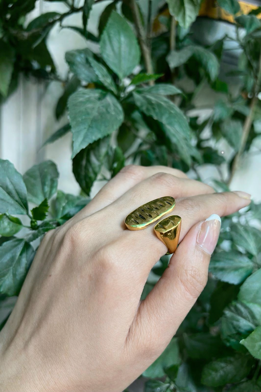 Dual Statement Abstract Gold Ring