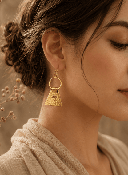 Naarya Jewels Earrings Pyramid Hoop Drops