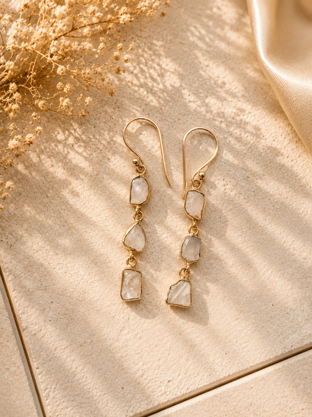 Naarya Jewels Amethyst Raw Tier Drop Earrings
