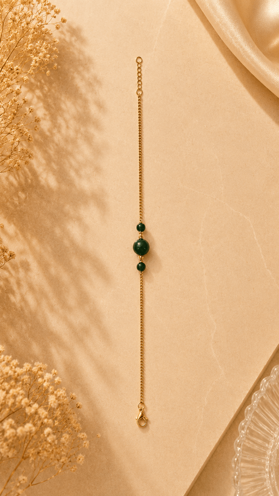 Naarya Jewels Green onyx Classic Gemstone Rakhi Bracelet
