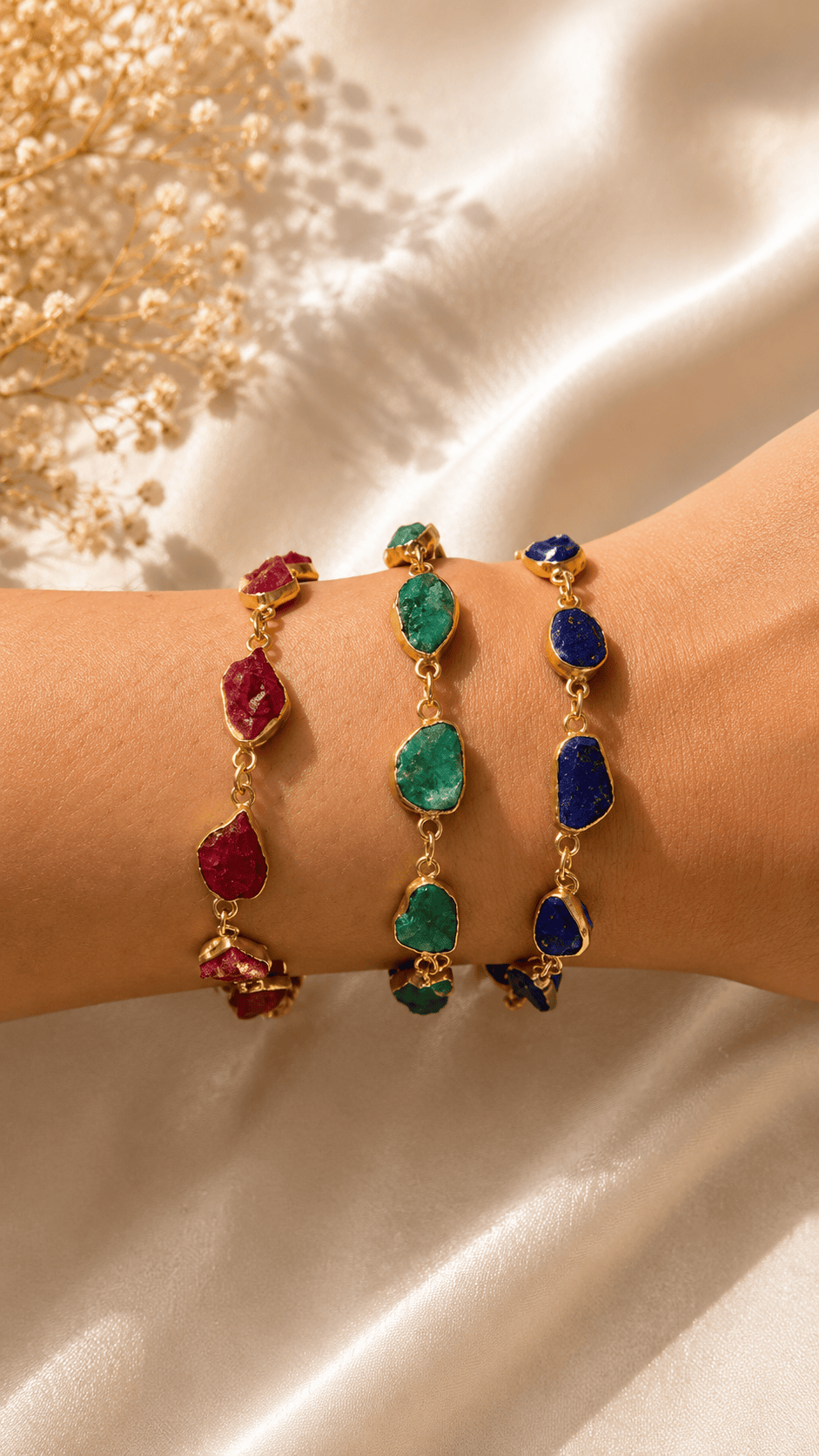 Naarya Jewels Lapis /Jasper /Jade Stone gold Bracelet