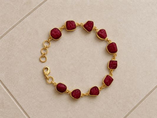Naarya Jewels Red Jasper Forest Whisper Bracelet gold Bracelet