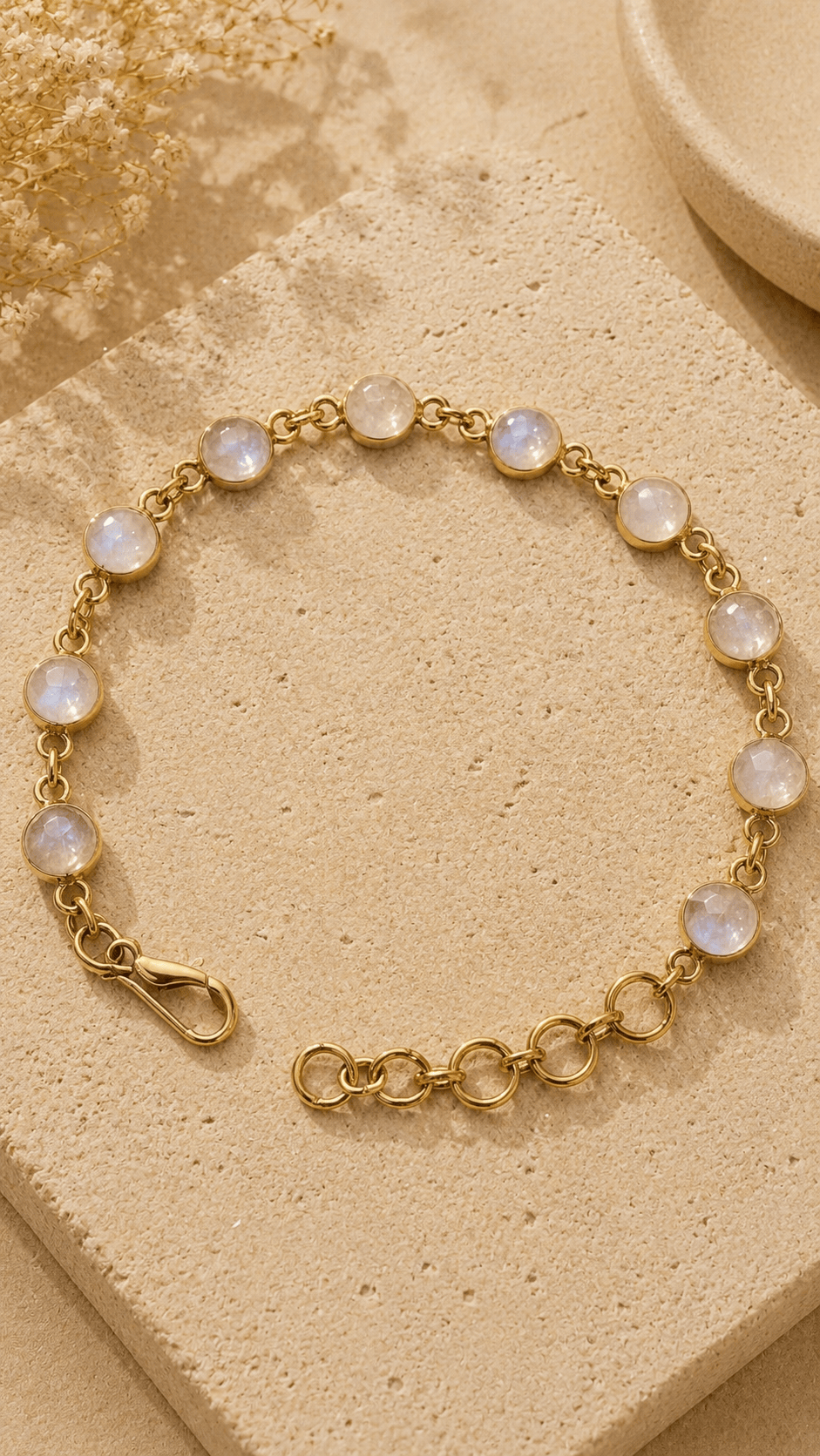 Naarya Jewels Moon Stone Natural gold gemstone Bracelet