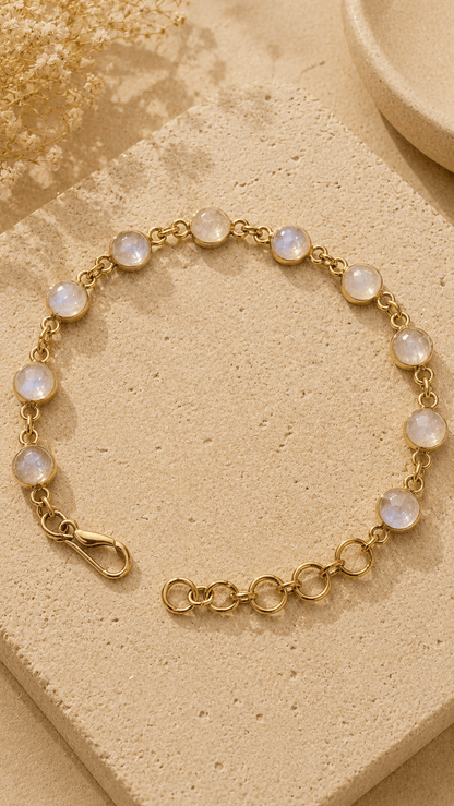 Naarya Jewels Moon Stone Natural gold gemstone Bracelet