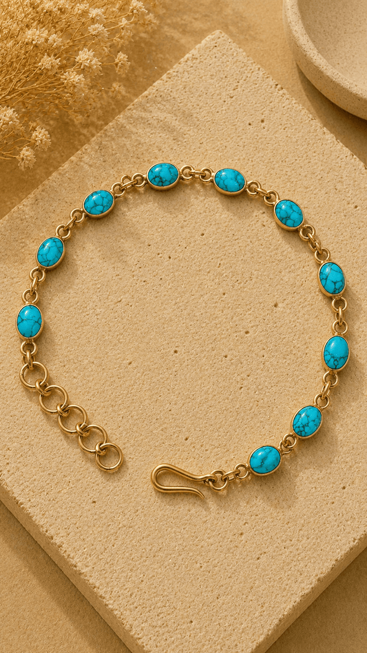 Naarya Jewels Turquoise Natural gold gemstone Bracelet