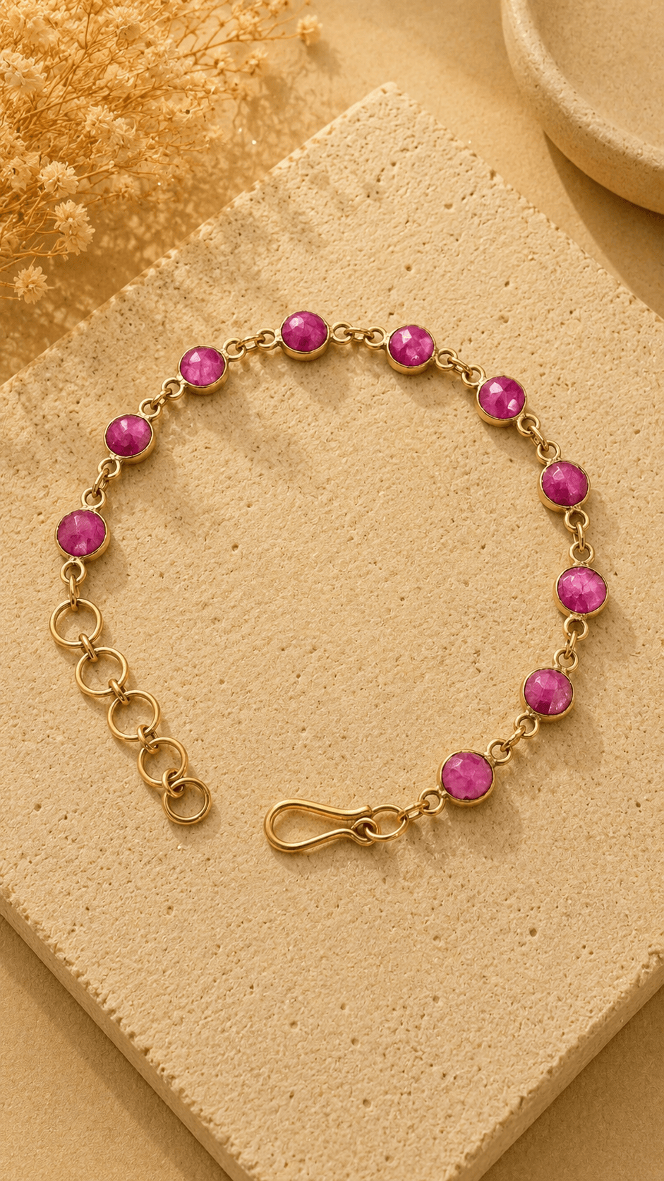 Naarya Jewels Ruby Natural gold gemstone Bracelet
