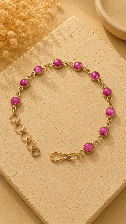 Naarya Jewels Ruby Natural gold gemstone Bracelet