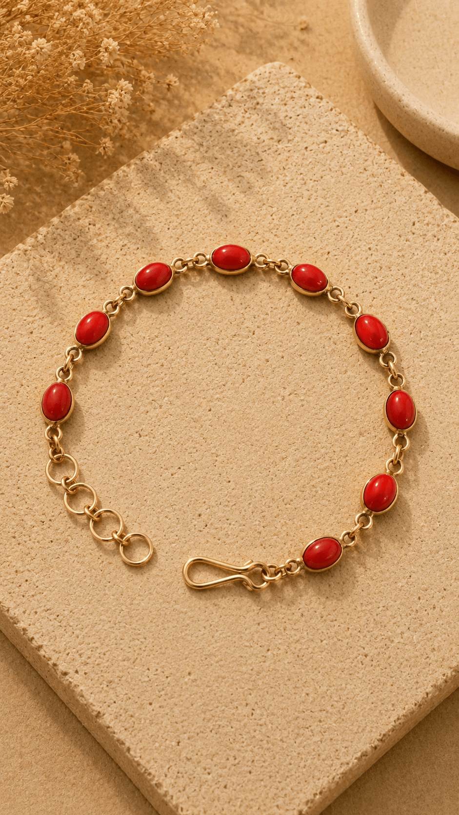 Naarya Jewels Coral Natural gold gemstone Bracelet
