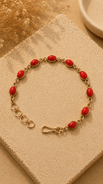 Naarya Jewels Coral Natural gold gemstone Bracelet