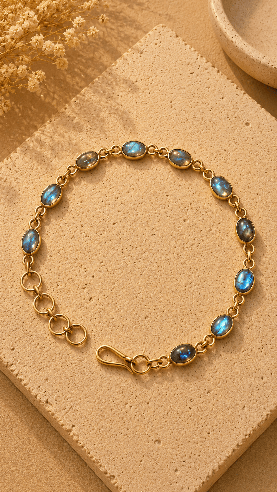 Naarya Jewels labradorite Natural gold gemstone Bracelet