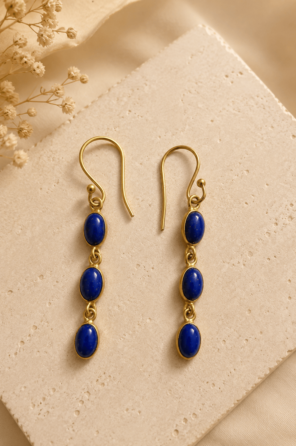 Naarya Jewels Lapis Round Tier Drop Earrings