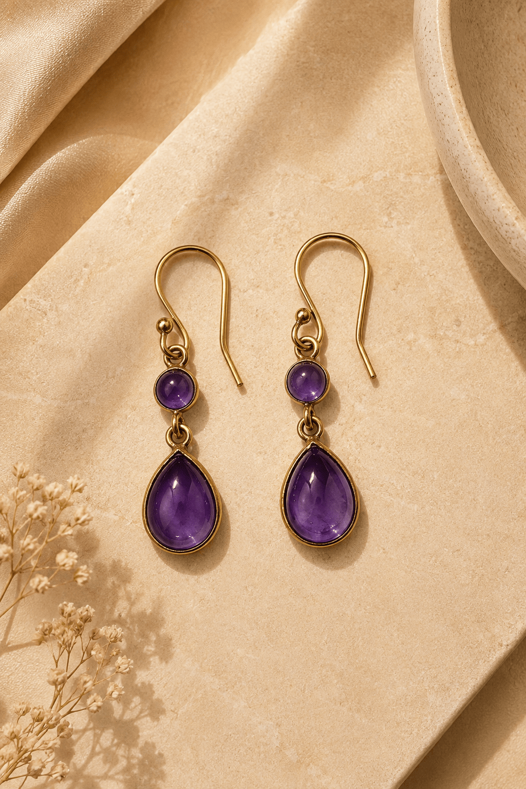 Naarya Jewels Amethyst Moonstone Dewdrop Earrings
