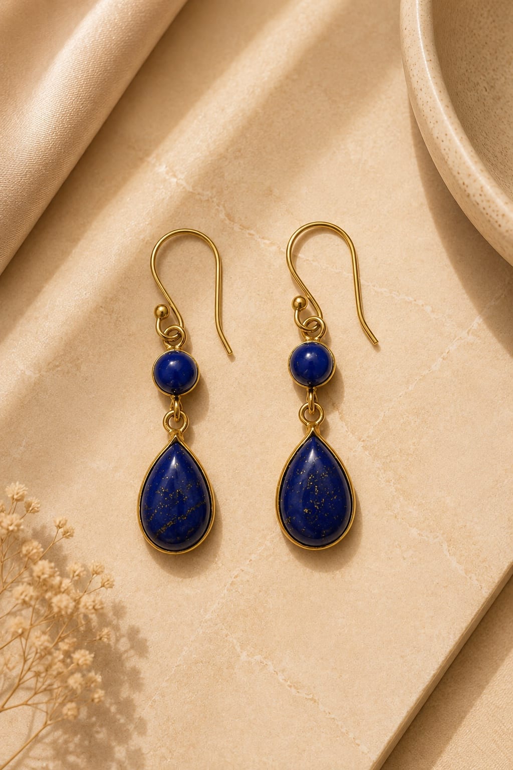 Naarya Jewels Lapis Moonstone Dewdrop Earrings