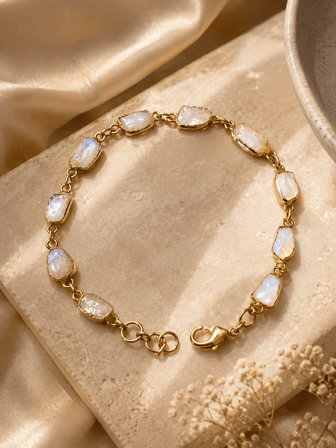 Naarya Jewels Moonstone Raw Earth Gold Bracelet