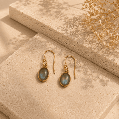 Naarya Jewels Labradorite Oval Drop Earrings