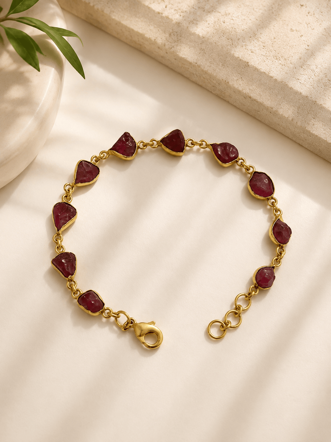Naarya Jewels Earth Garnet Raw Earth Gold Bracelet