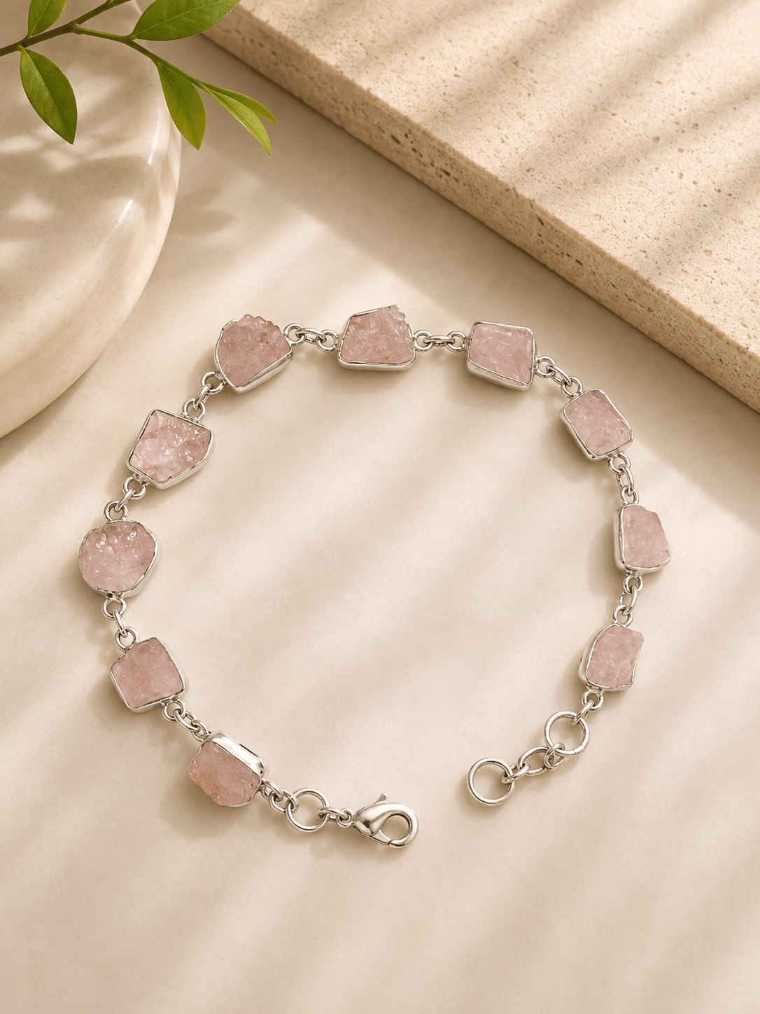 Naarya Jewels Rose Quartz Rose quartz Earth Silver Bracelet