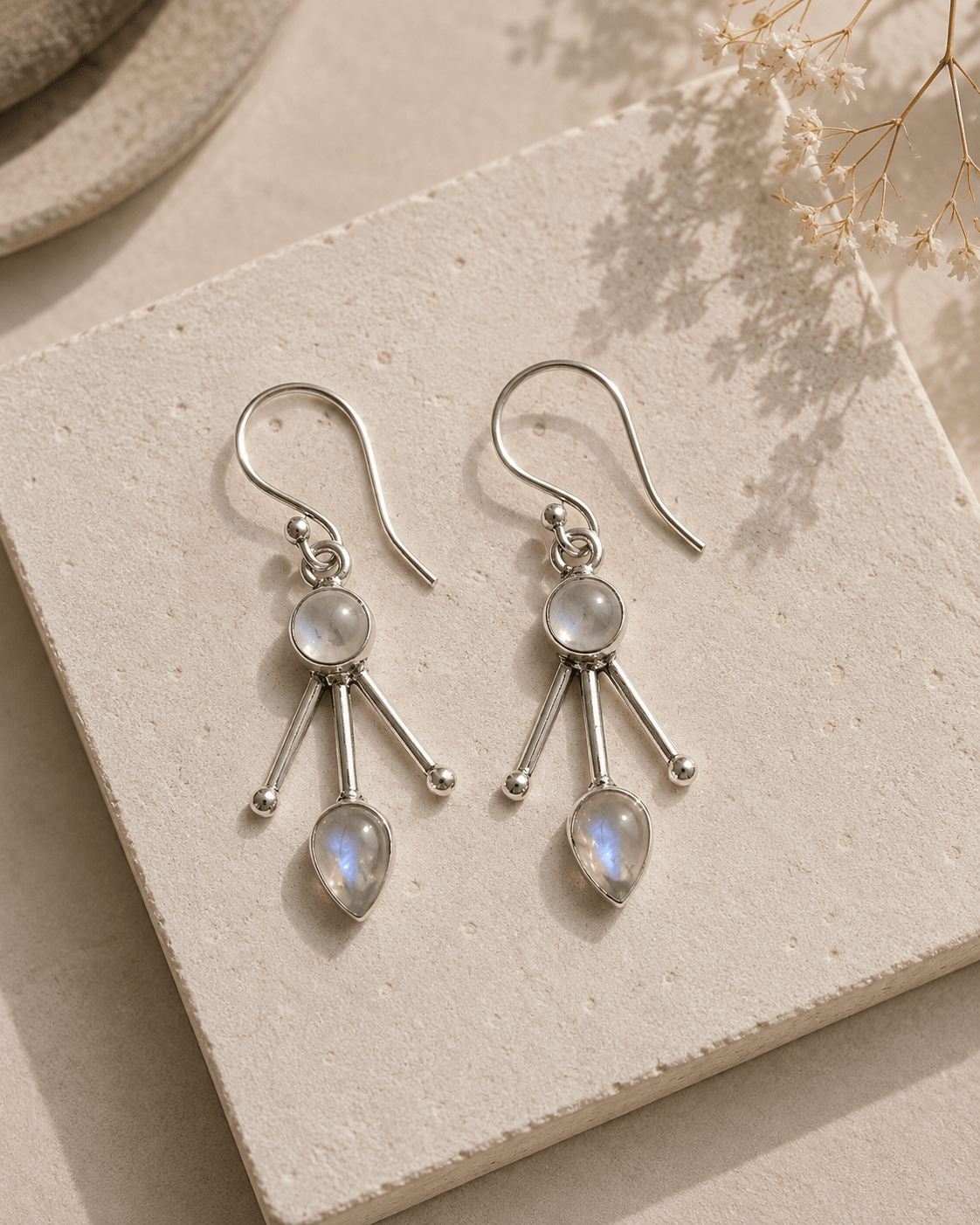 Naarya Jewels Celestial Moonstone Silver Earrings